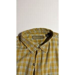 Men's XL Naturalife Yellow Blue Plaid Cotton short Sleeve Shirt